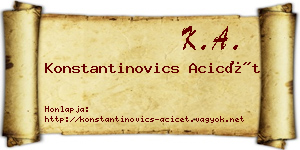 Konstantinovics Acicét névjegykártya